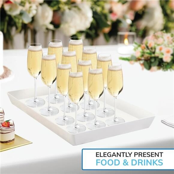 US Acrylic Avant White Plastic Serving Trays (Set of 3) 15” x 10” Large Reusable - Picture 5 of 6